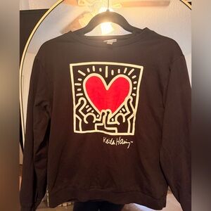 Keith Harinh Sweatshirt with Red Heart Graphic